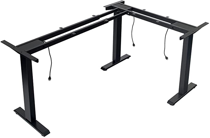 TOPSKY 3-Motor Electric Adjustable Standing and Sitting Computer Desk with 3 Legs for Home and Office 270lb Weight Capacity (Black Frame Only)