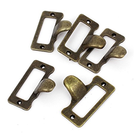 Home Cabinet Drawer Door Tag Style Pulls Handle Bronze Tone 5 Pcs