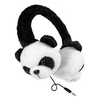 Dylan Volume Limiting Wired Headphone for Children Over-Ear Retractable Cord Animal Panda -White