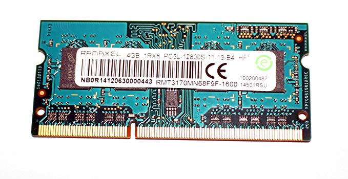 RAMAXEL 4GB LAPTOP RAM MEMORY 1Rx8 1.35v PC3L-12800S-11-13-B4 HF RMT3170MN68F9F-1600