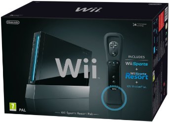 Nintendo Wii Console (Black) with Wii Sports   Wii Sports Resort and Motion Plus Controller (Wii)