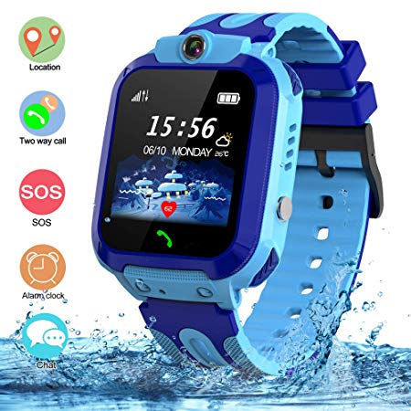 bhdlovely Kids Smart Watch Phone LBS Tracker Waterproof Smart Watches for Kids Alarm SOS Birthday Gift Toys for Boys Girls