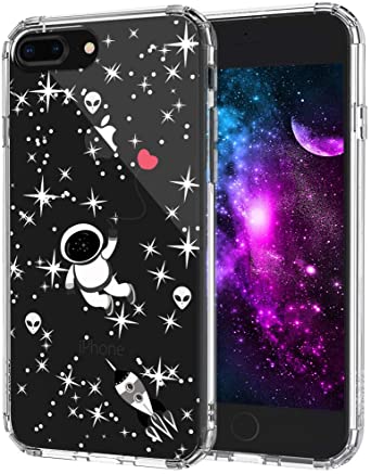 MOSNOVO iPhone 8 Plus Case, iPhone 7 Plus Case, Outer Space Pattern Printed Clear Design Transparent Plastic Hard Back Case with TPU Bumper Protective Case Cover for iPhone 7 Plus iPhone 8 Plus