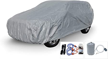 Weatherproof SUV Car Cover Compatible with Honda CR-V 2021 - 5L Outdoor & Indoor - Protect from Rain, Snow, Hail, UV Rays, Sun - Fleece Lining - Anti-Theft Cable Lock, Bag & Wind Straps