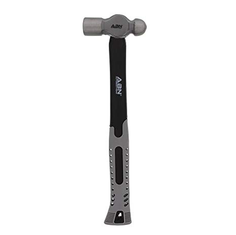 ABN Ball Pein Hammer 12 oz Ounce – Fiberglass Handle & Carbon Steel Head for Metal Rivet, Chisel, Punch Peins