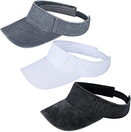 Cooraby 3 Pack Sport Sun Visor Hats Washed Cowboy Hat Twill Cotton Ball Caps Sun Cap for Men Women