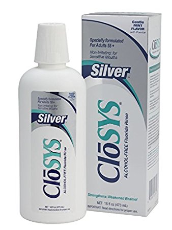Closys Alcohol-Free, Fluoride Mouthwash, Formulated for Adults 55 and Up, 16 Ounce (Pack of 12)