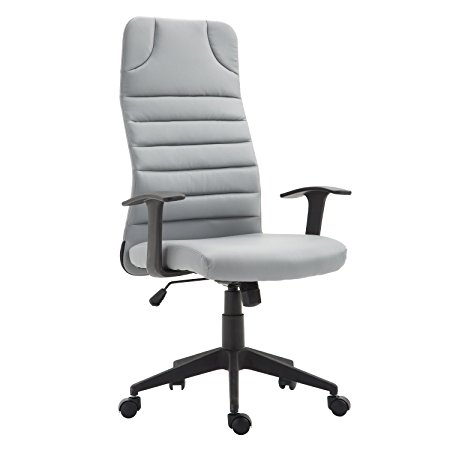 HOMCOM Ergonomic Desktop Computer Chair with Lumbar Support and Arms - Gray