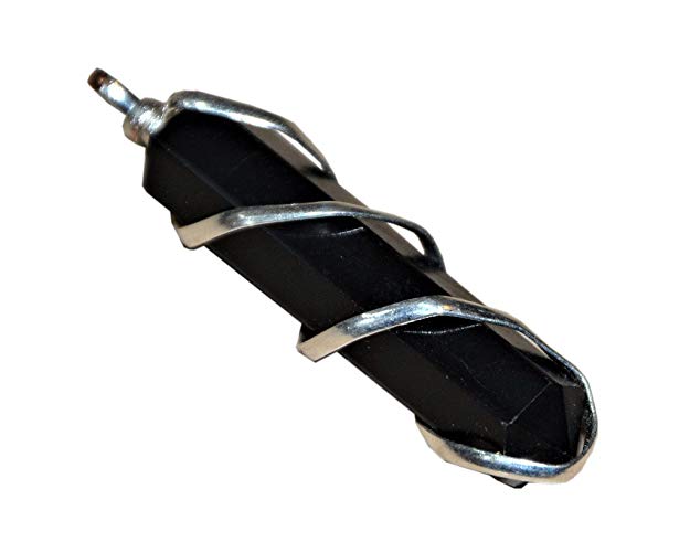 Aatm Healing Gemstone Black Wired Pencil Pendant Stone for Protection