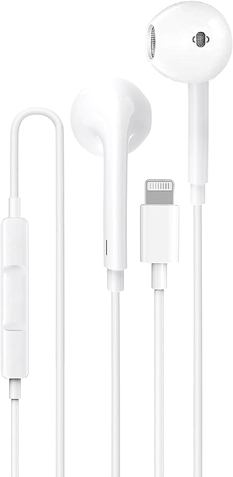 Apple Earbuds/iPhone Headphones/Lightning Wired Earphones [Apple MFi Certified] Built-in Microphone & Volume Control Compatible with iPhone 14/13/12/11/8/XR/Xs/X/7, Support All iOS System