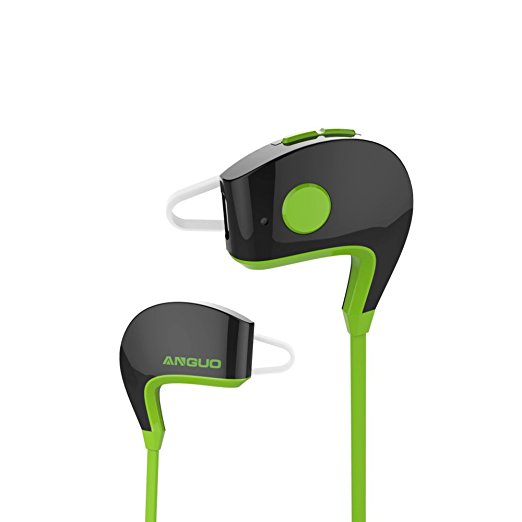 Bluetooth headphones,Anguo cellphone Sport Headset Headphones Sweatproof Running Exercise Stereo Earbuds Earphones Headsets-Compatible With iPhone,iPad, Android and more (green)