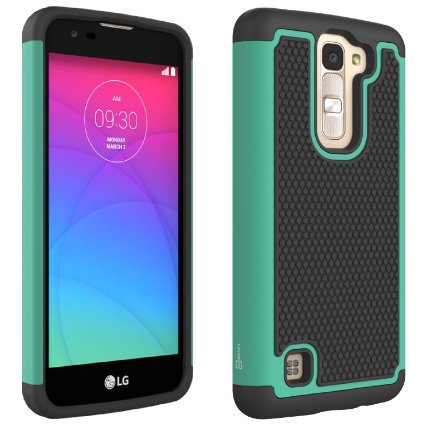 LG K7 Case, LG Tribute 5 Case, CoverON® [HexaGuard Series] Slim Hybrid Hard Phone Cover Case for LG K7 / Tribute 5 - Black Teal