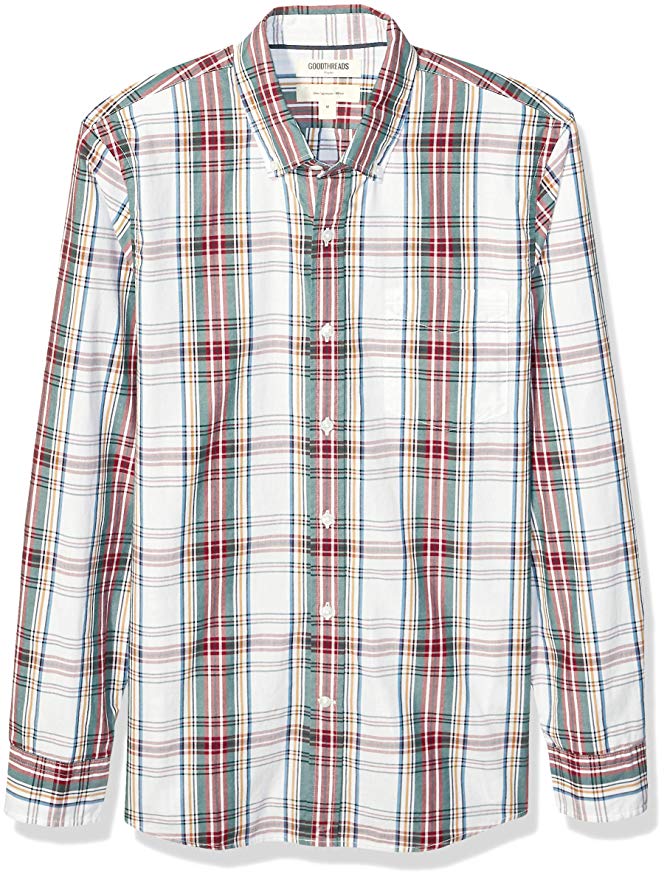 Amazon Brand - Goodthreads Men's Slim-Fit Long-Sleeve Plaid Poplin Shirt