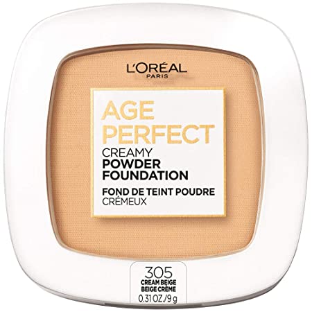 L'Oreal Paris Age Perfect Creamy Powder Foundation Compact With a Ceramide Anti-Oxidant Complex and Minerals Available in 16 Creamy Shades,305 Cream Beige, 0.31 oz.