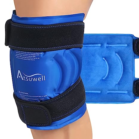 Atsuwell Ice Pack for Knee Injuries Reusable Gel Instant Cold Packs for Pain Relief, Knee Ice Pack Wrap with Cold Compression Therapy for Swelling, Bruises, Arthritis, Surgery Recovery