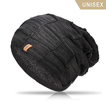 TRENDOUX Knit Hat, Winter Slouchy Long Oversized Beanie Warm Lining Men Women