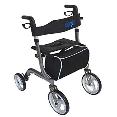 Days Collapsible Rollator, Rolling Walker with Seat for Elderly, Disabled, & Limited Mobility Patients, Walking Stabilizer with Four Wheels, Durable Mobility Aid, Lightweight Aluminum Frame