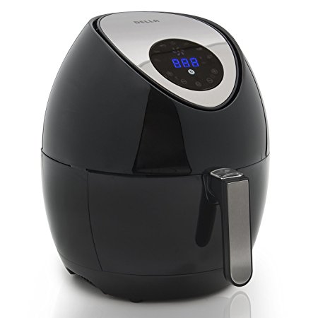 Della Portable Electric Air Fryer Temperature LED Touch Display, Detachable Basket, Handle - Black, 1400W