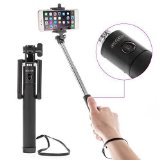 Caseflex Ultra Compact Bluetooth Selfie Stick - Extendable Action Monopod 18cm - 80cm With Built In Wireless Shutter Button and Micro USB Charging For iPhone Samsung Sony HTC and More - Black