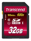 Transcend 32GB SDHC Class 10 UHS-1 Flash Memory Card Up to 90MBs TS32GSDHC10U1E