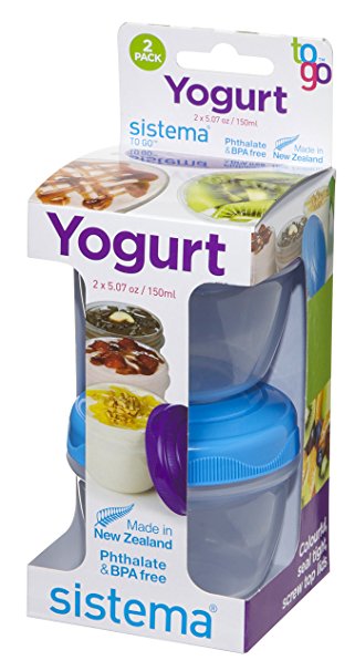 Sistema Yogurt To Go Round Containers, 150 ml - Pack of 2