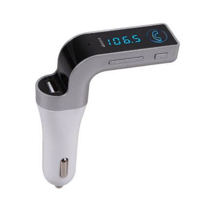 Ceoamzus Car Kit Wireless FM Transmitter Bluetooth MP3 Music Player Hands-free Calling USB Charger(Silver)