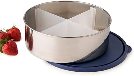 U Konserve - Divided Big Bowl, 3-in-1 Reusable Stainless Steel Container with Removable Divider, Multiple Dishes in One Container (Stainless/Ocean)