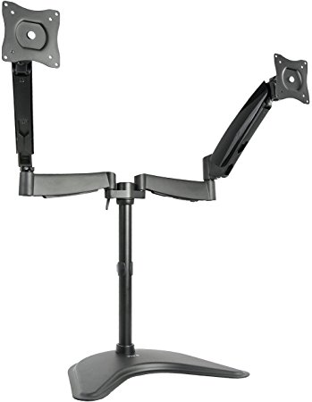 VIVO Dual Monitor Gas Spring Free-Standing Articulating Mount / Deluxe Adjustable Stand Fits 2 Screens 13" to 27" (STAND-V002B)