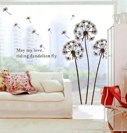 1 X Dandelion Flowers Tree Butterflies Removable Vinyl Wall Stickers Mural Home Decal Kids Room Decor (AWQE)