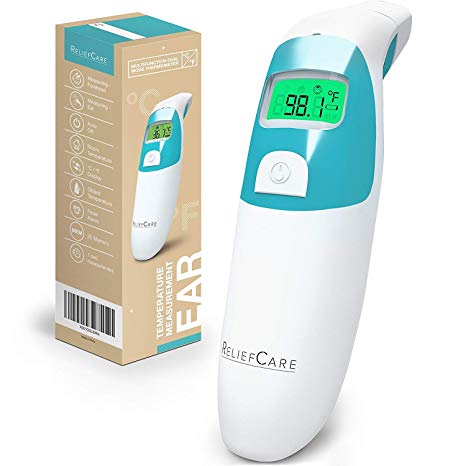 Forehead and Ear Digital Infrared Thermometer: Head Thermometer with Fever Alarm - Instant Read Medical Temperature Thermometers for a Baby, Infant, Toddler, Child or Adult - FDA and CE Approved