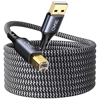 3BAO Printer Cable,【2M/6.6FT】 USB 2.0 Type A Male to B Male, Scanner Cord Nylon Braided USB Printer Cable for HP/Dell/Canon/Lexmark/Xerox/Brother/Samsung etc.