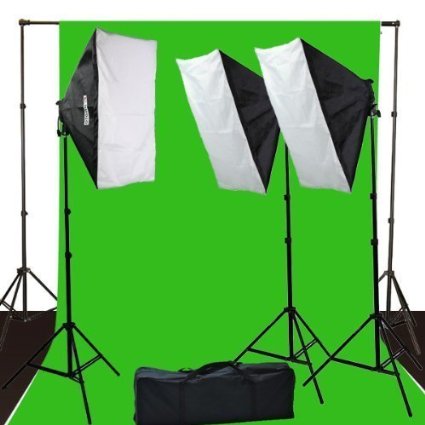 ePhoto 10 x 12 ChromaKey Green Screen Digital Photography Video Continuou Lighting Background Support Kit by ePhotoInc H9004S3-1012G