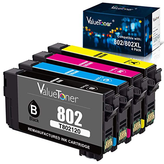 Valuetoner Remanufactured Ink Cartridge Replacement for Epson 802XL 802 XL T802XL to use with Workforce Pro WF-4720 WF-4730 WF-4734 WF-4740 EC-4020 EC-4030 EC-4040 Printer (4 Pack)