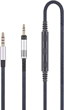 Audio Replacement Cable with in-Line Mic Remote Volume Control Compatible with Sennheiser HD598 HD598 SE, HD518 HD598 Cs, HD599 HD569 HD579 Headphone, Audio Cord Compatible with iPhone iPod iPad Apple
