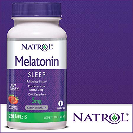 Natrol Melatonin Fast Dissolve Tablets, Strawberry Flavor, 5mg (250 Count)