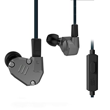 Quad Driver Headphones,ERJIGO KZ ZS6 High Fidelity Extra Bass Earbuds without Microphone,with Detachable Cable (Grey with Mic)