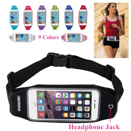 uFashion3C Universal Running Waist Fanny Pack Belt Pouch Case for iPhone 6 6S 6 Plus 6S Plus Samsung Galaxy S5 S6 Note 4 5 LG G3 G4 with OtterBox  LifeProof Waterproof Case Black