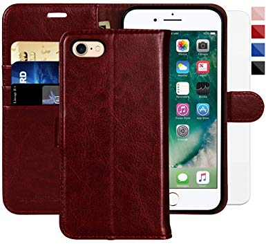 iPhone 7 Wallet Case/iPhone 8 Wallet Case,4.7-inch,MONASAY [Glass Screen Protector Included] Flip Folio Leather Cell Phone Cover with Credit Card Holder for Apple iPhone 7/8