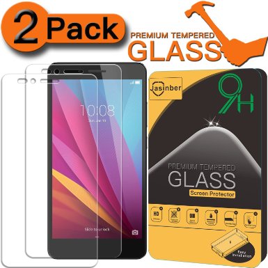 [2-Pack] Honor 5X Screen Protector, Jasinber [Tempered Glass] Screen Protector for Huawei Honor 5X with [9H Hardness][Anti-Scratch][Anti-Fingerprint]