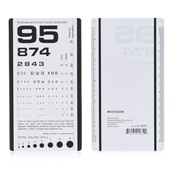 McKesson Pocket Eye Charts with Ruler, Hand Held Rosenbaum Vision Test Screener for Eye Doctors, School Nurses, 14 in Test Distance, 3 1/2 in x 6 1/2 in, 1 Count