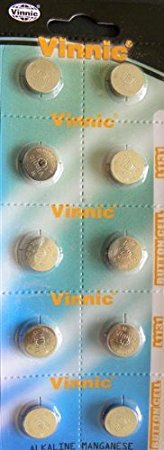 Vinnic Ag10 L1131 189 V10Ga Rw89 D189 Alkaline Battery (10 Pack) Used In Watches, Calculators, Toys