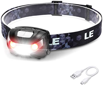 LED Headlamp Rechargeable, Super Bright Head Lamp, 5 Modes, IPX4 Waterproof, Adjustable and Comfortable Headlamp Flashlights for Adults and Kids