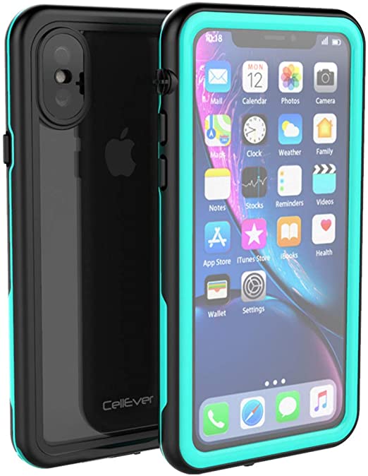 CellEver Compatible with iPhone Xs/iPhone X Waterproof Case Fully Sealed Clear Slim Military Grade Protection IP68 Certified SandProof Snowproof Full Body Protective Transparent Cover (Ocean Blue)