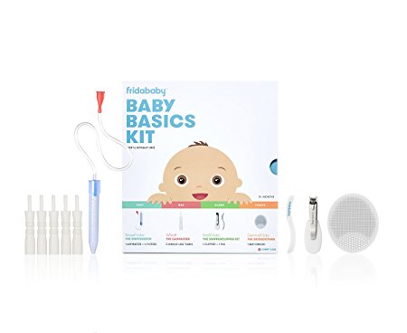 Baby Basics Care Kit by Fridababy | A Registry Must Have Gift Set Includes NoseFrida, NailFrida, Windi, DermaFrida and Silicone Carry Case - A Great Value to Keep Your Baby Healthy & Clean
