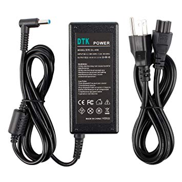 DTK 19.5V 2.31A 45W Ac Laptop Charger for HP 741727-001 740015-003 HSTNN-DA40 Adapter Blue Tip : 4.5 X 3mm with Center pin Inside Notebook Computer PC Power Cord Supply Source Plug