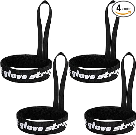 RunNico 4pcs Sport Glove Safety Strap - Elastic Ski Glove Leash Holder - Ski Gloves Leash Handcuffs for Hanging Glove, Ideal for Skiing, Snowboarding, and Outdoor Activities