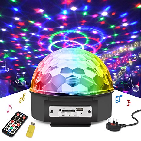 Disco Lights for Karaoke DJ Stage Led Strobe Party Projector Ball Lights by Jomst Sound Activated Color Rotating for christmas KTV Birthday Party Weddings（with Remote Music player）