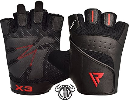 RDX Gym Weight Lifting Gloves Leather Workout Fitness Crossfit Bodybuilding Powerlifting Breathable Wrist Support Strength Training Exercise