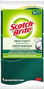 Scotch-Brite Scrub Sponge, 9 Pack, Heavy Duty, Sponges for Dishes ,Garage,Outdoor, Kitchen