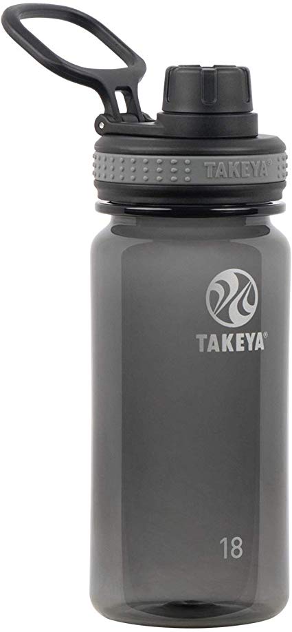 Takeya 50251 Tritan Sports Water Bottle with Spout Lid, 18 oz, Black